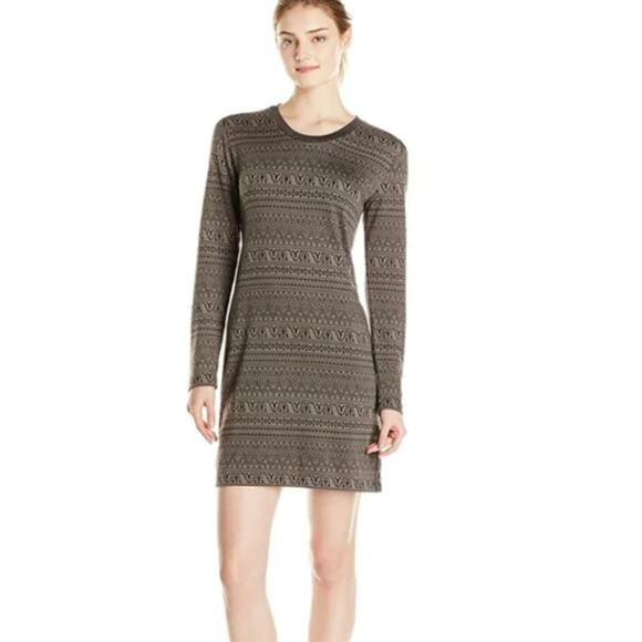 KAVU Sweater Dress Gretta Knit Fair Isle Long Sleeve Tribal Geometric Size Large - Picture 1 of 11